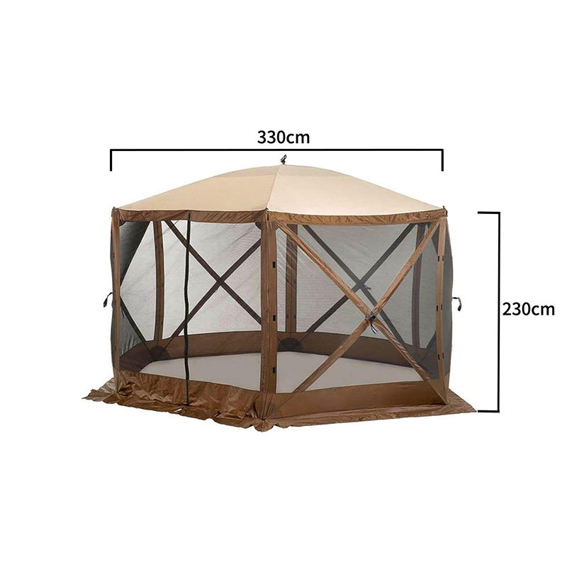 Hexagon campingskjermhus og rom