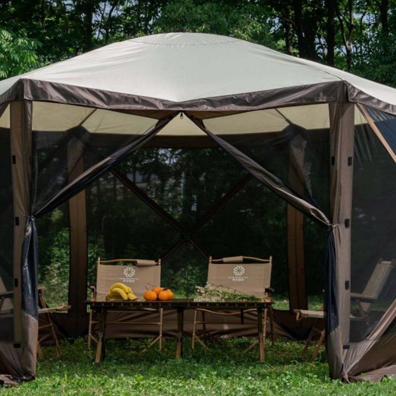 Hexagon campingskjermhus og rom